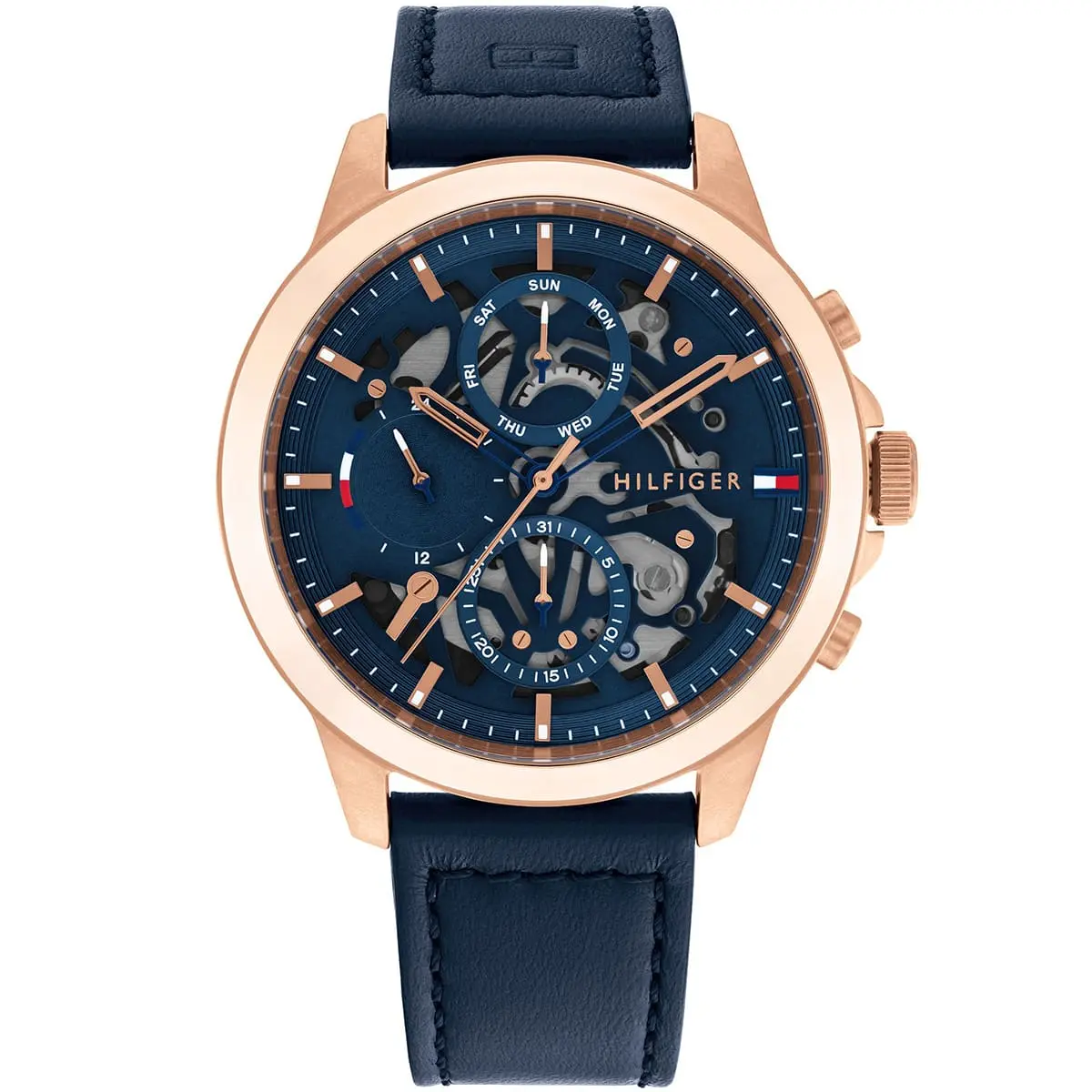 1710475-tommy-hilfiger-watch-men-blue-dial-leather-strap-quartz-analog-monthly-weekly-date-henry 1710475 tommy hilfiger watch men blue dial leather strap quartz analog monthly weekly date henry 1