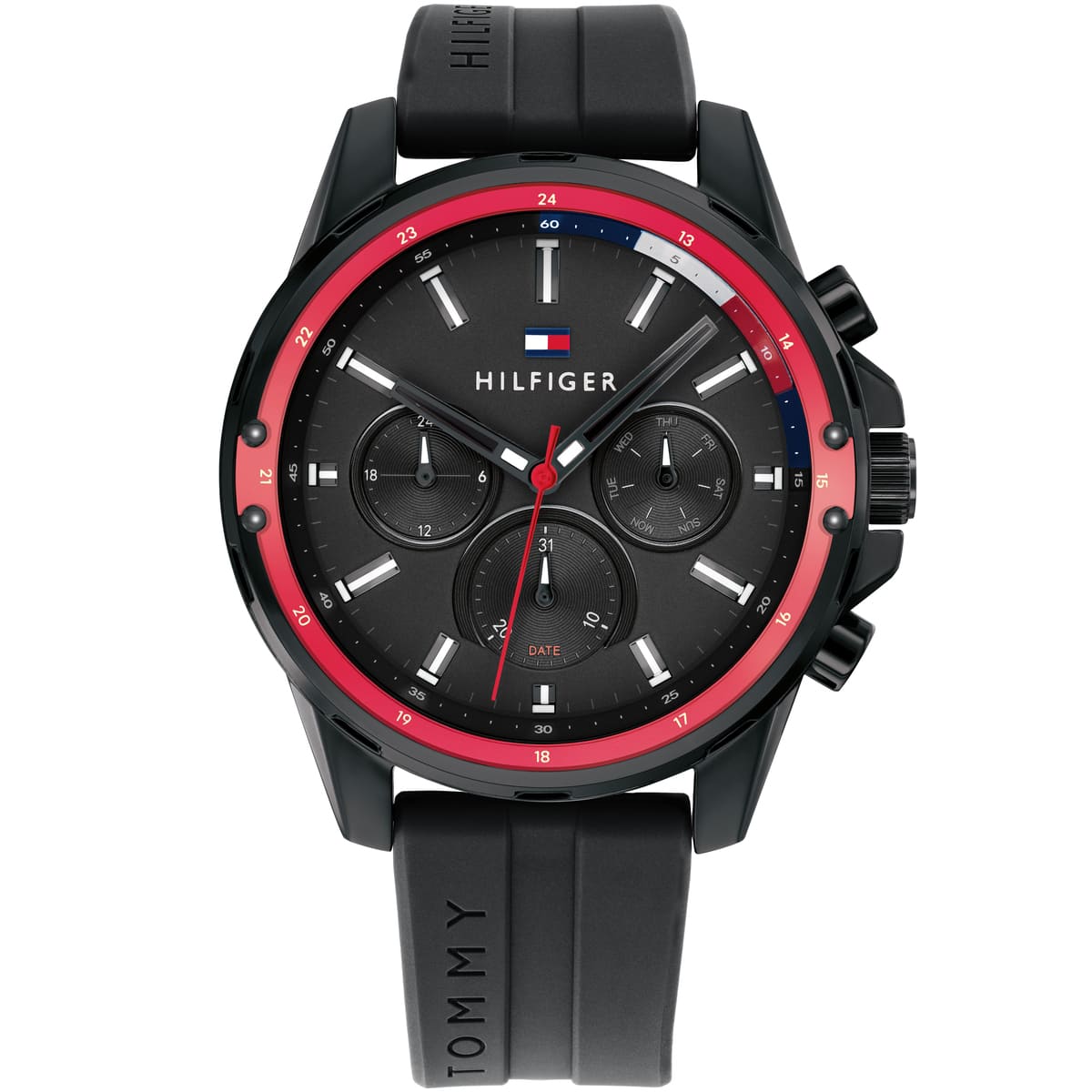 1791793-tommy-hilfiger-watch-men-black-dial-rubber-strap-quartz-analog-day-date-month-mason 1791793 tommy hilfiger watch men black dial rubber strap quartz analog day date month mason 1