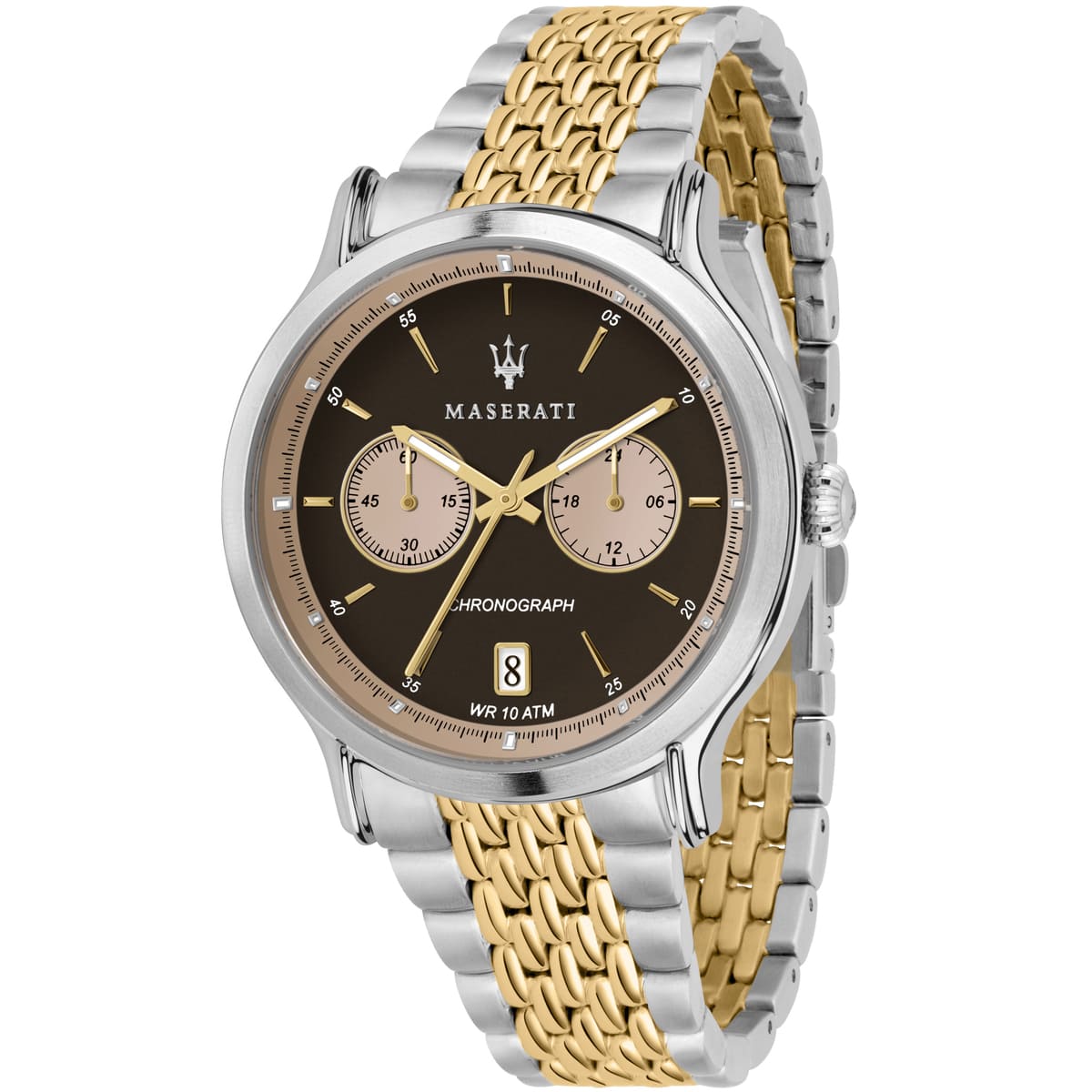 r8873638003-maserati-watch-men-brown-dial-metal-stainless-steel-silver-gold-two-tone-strap-quartz-battery-analog-chronograph-wr-10-atm-legend r8873638003 maserati watch men brown dial metal stainless steel silver gold two tone strap quartz battery analog chronograph wr 10 atm legend 1