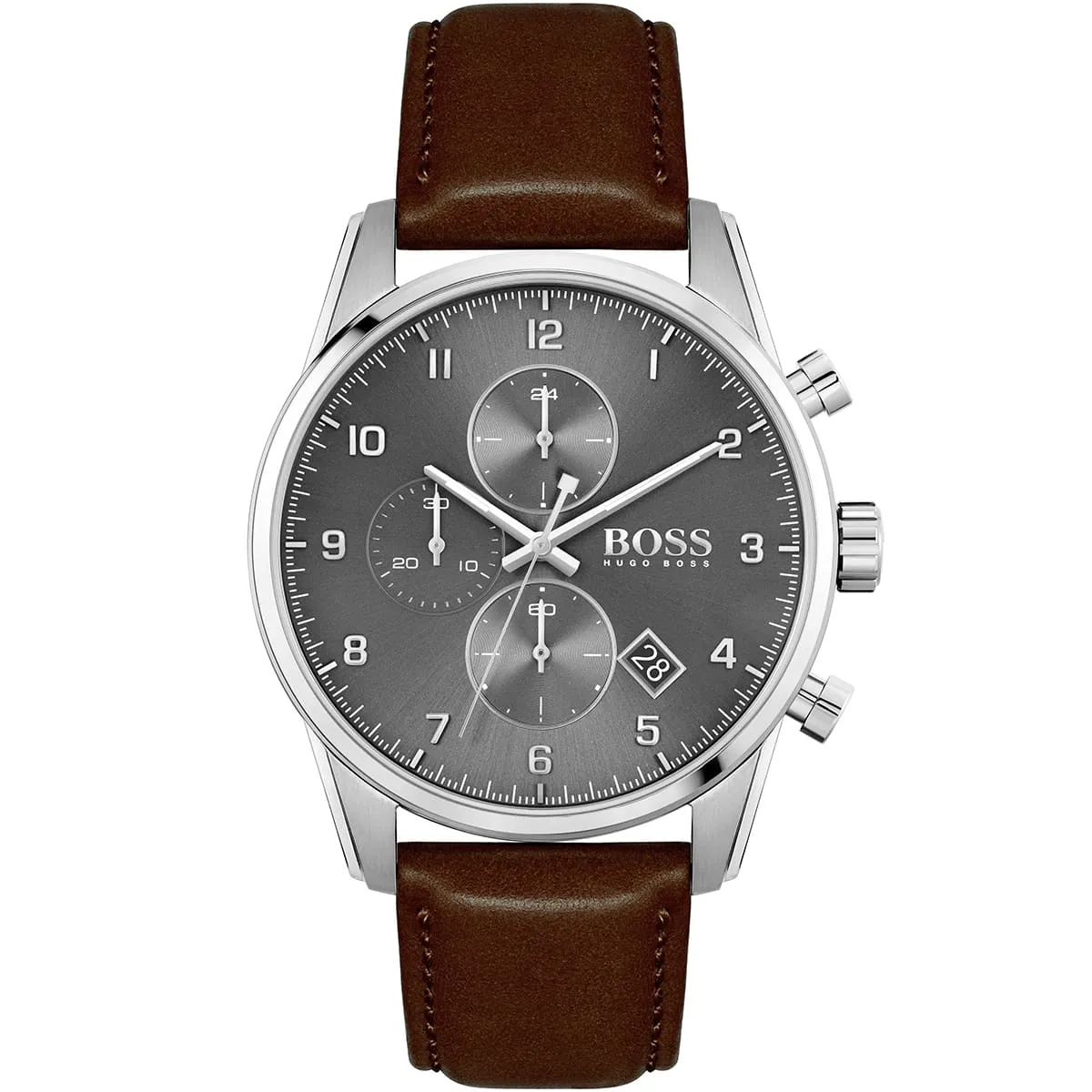 1513787-hugo-boss-watch-men-gray-dial-leather-brown-strap-quartz-battery-analog-chronograph-skymaster 1513787 hugo boss watch men gray dial leather brown strap quartz battery analog chronograph skymaster