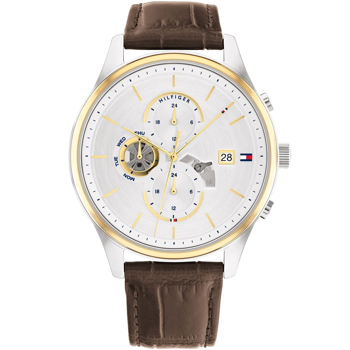 1710501-tommy-hilfiger-watch-men-silver-dial-leather-brown-strap-quartz-battery-analog-weston 1710501 tommy hilfiger watch men silver dial leather brown strap quartz battery analog weston 1