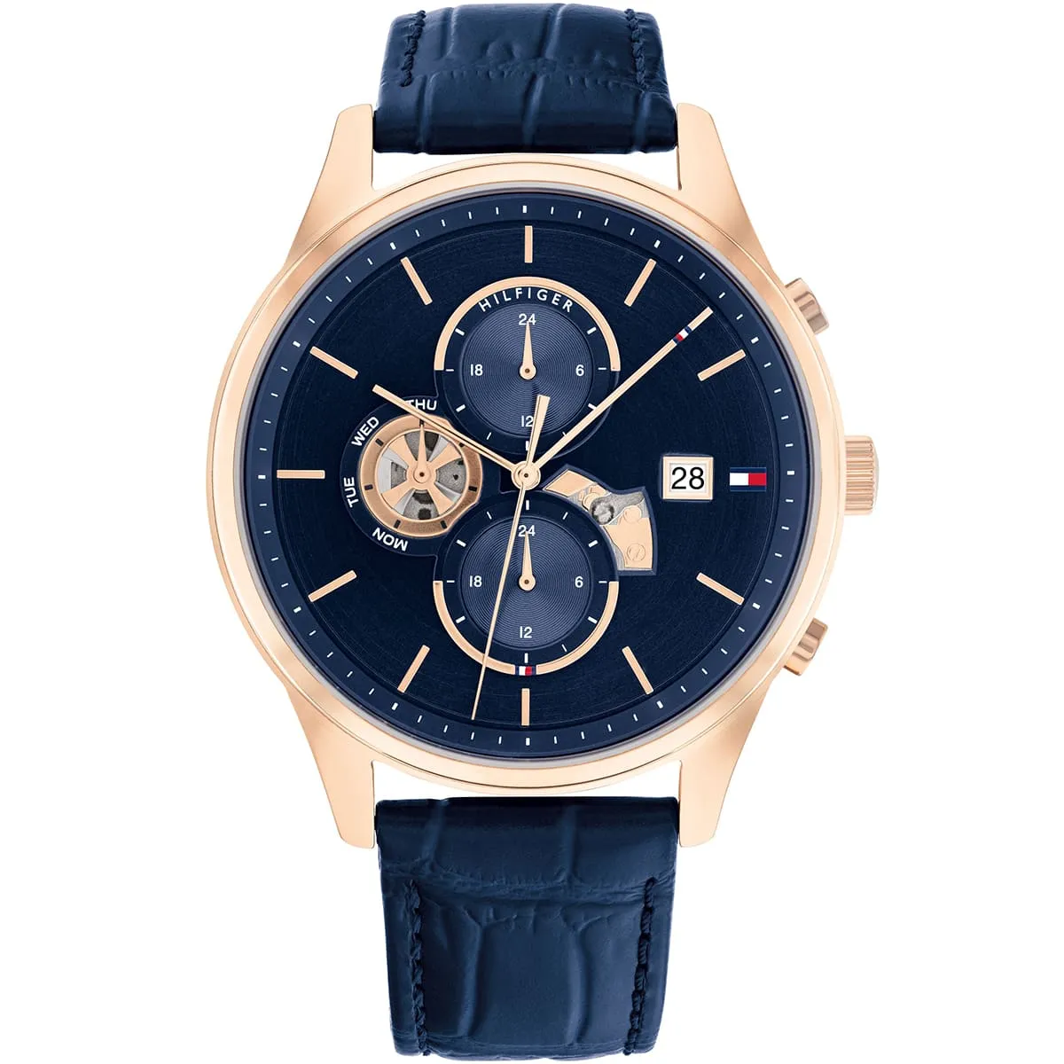 1710503-tommy-hilfiger-watch-men-blue-dial-leather-strap-quartz-battery-analog-weston 1710503 tommy hilfiger watch men blue dial leather strap quartz battery analog weston 1