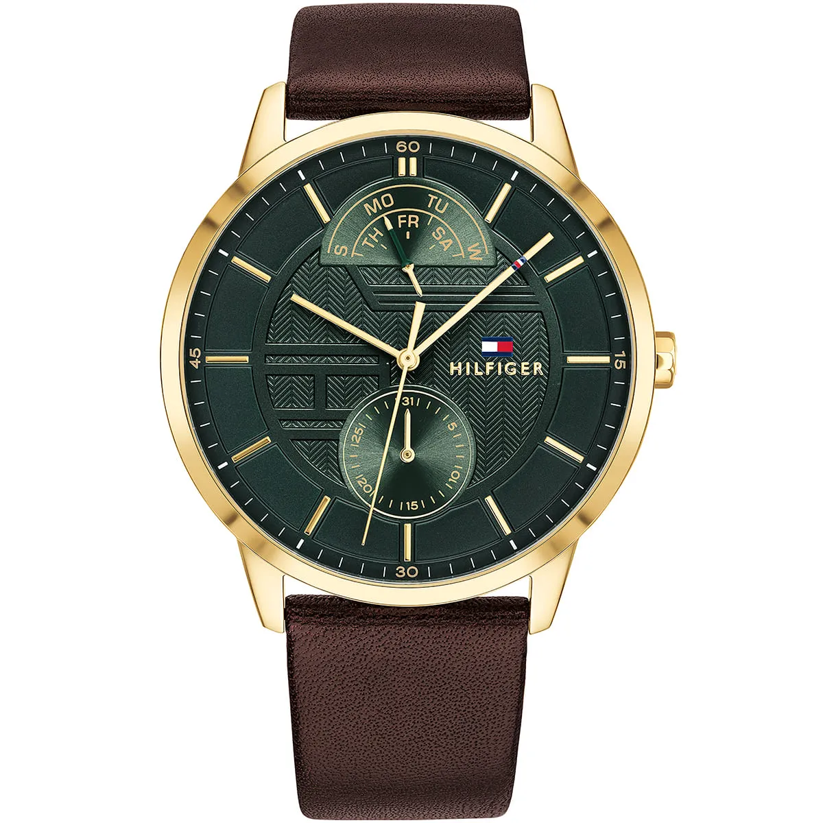 1791607-tommy-hilfiger-watch-men-green-dial-leather-brown-strap-quartz-battery-analog-three-hand-hunter 1791607 tommy hilfiger watch men green dial leather brown strap quartz battery analog three hand hunter 1