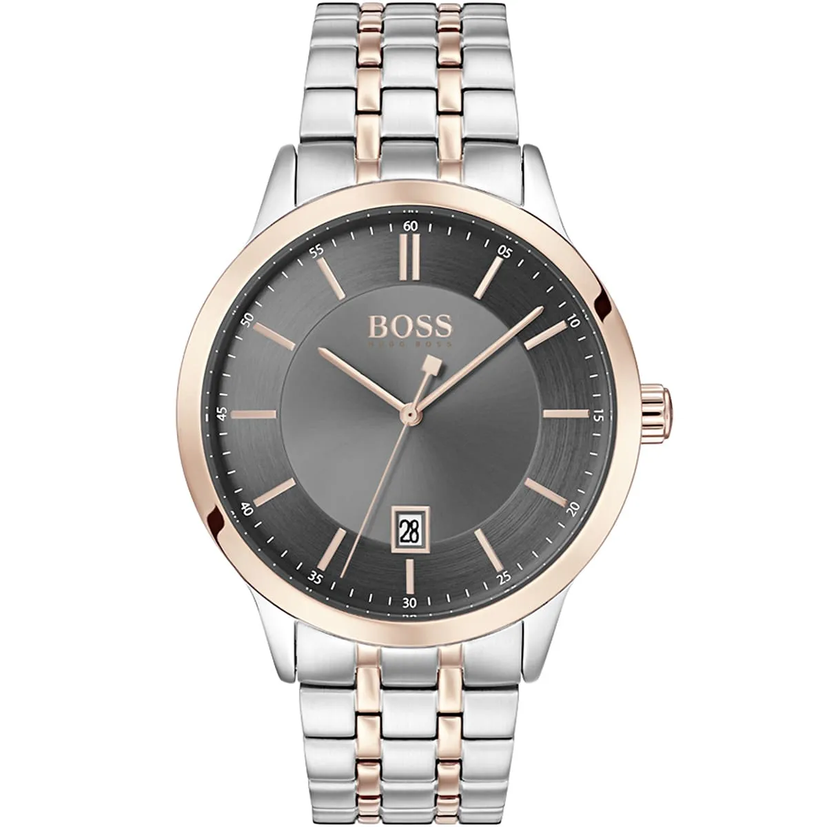 1513688-hugo-boss-watch-men-gray-dial-metal-stainless-silver-rose-gold-strap-quartz-battery-analog-three-hand-officer 1513688 hugo boss watch men gray dial metal stainless silver rose gold strap quartz battery analog three hand officer
