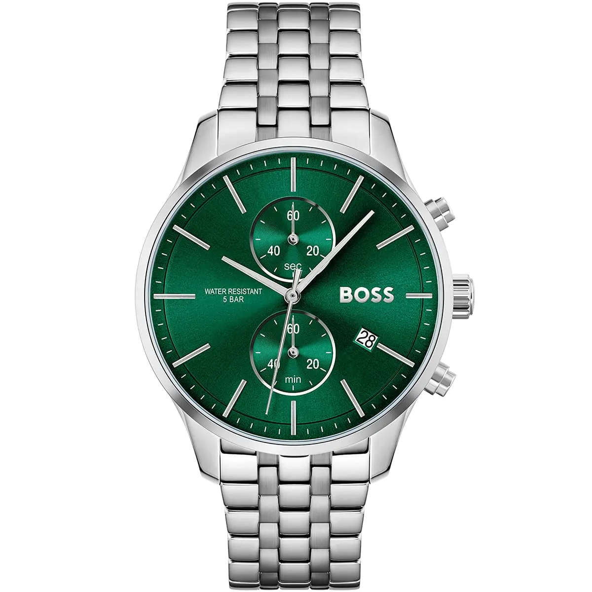 1513975-hugo-boss-watch-water-resistant-5bar-men-green-dial-metal-stainless-silver-strap-quartz-battery-analog-chronograph-associate 1513975 hugo boss watch water resistant 5bar men green dial metal stainless silver strap quartz battery analog chronograph associate